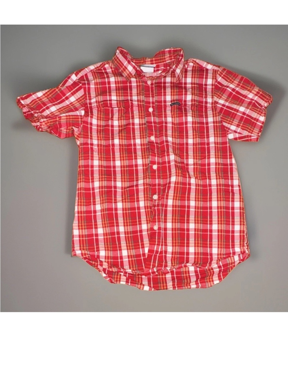 Columbia Men’s Red Plaid Short Sleeve Collared Button-Front Shirt Size M